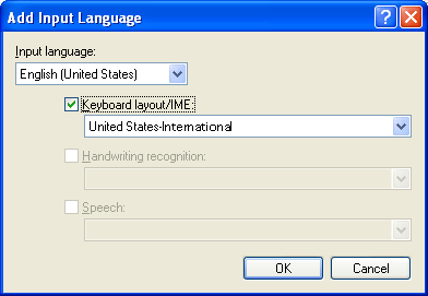 Add Input Language-International Keyboard