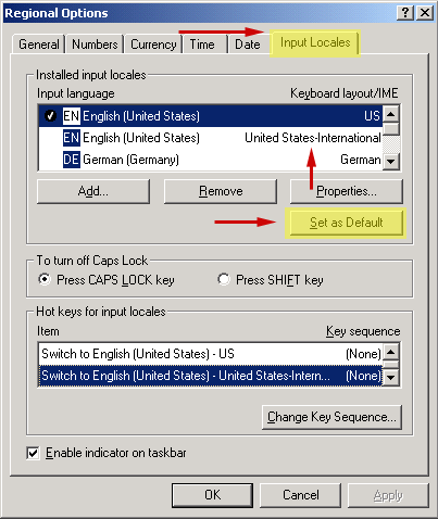 Input Locales Control Panel