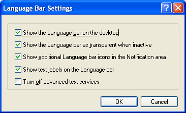 XP Language Bar Settings
